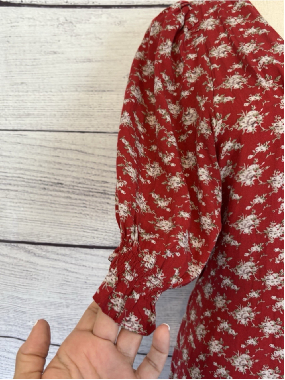Natural Life Sophia Wrap Maxi Dress Sz Lg Red Floral Boho Cottagecore V-Neck - Picture 7 of 8